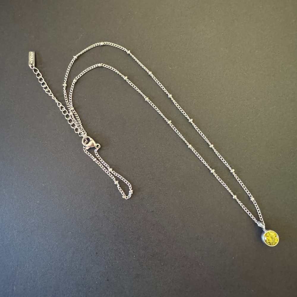 Atolea Silver August Peridot Birthstone Necklace